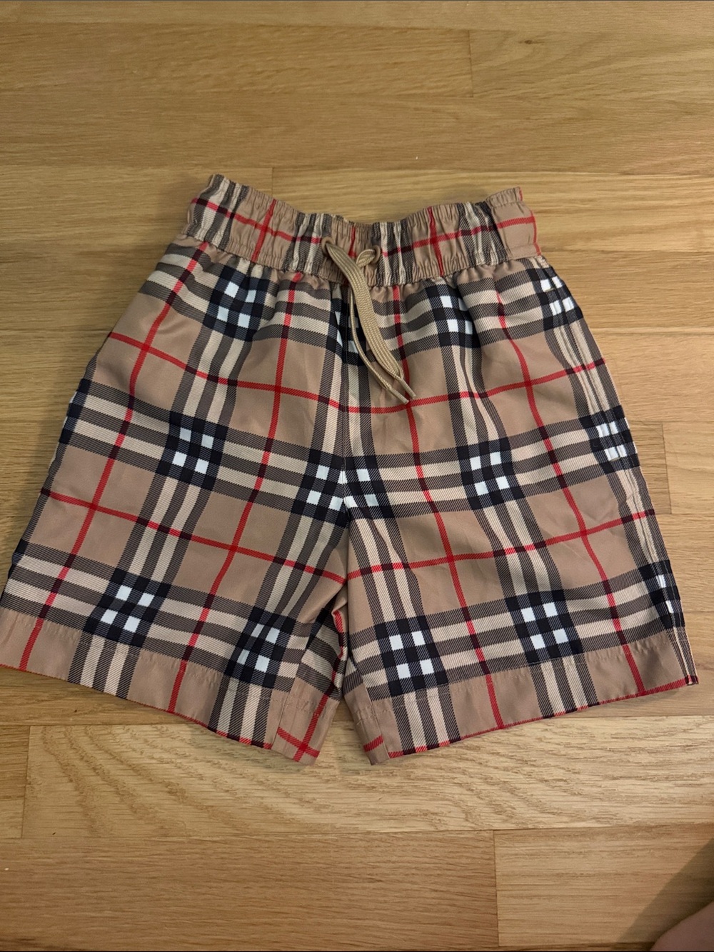 Like new Burberry toddler boys Classic Plaid Kids swim trunk shorts Beige size 3
